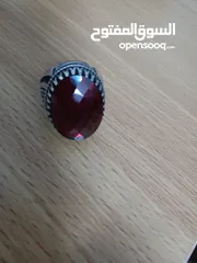  3 خاتم فضة 925 متوج بالعقيق الأحمر المزخرف ثقيل وحجم كبير.........