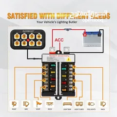  2 سوتش بانل 8 ازرار ماركة اوكسبيم جديد Auxbeam 8 gangs switch panel