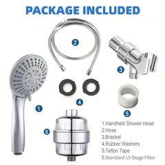  5 Luxury filter shower head set for hard water remove chlorine and harmful substances