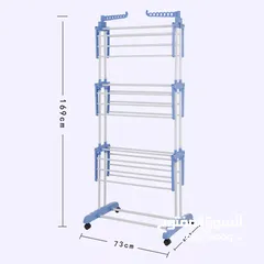  3 منشر الغسيل العامودي 3 طبقات + عجال + قابل للطي سهل التنقل