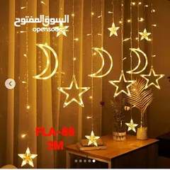  6 سلسلة مصابيح رمضان، ستارة ضوئية بمصابيح ليد على شكل قمر ونجوم، ومساجد