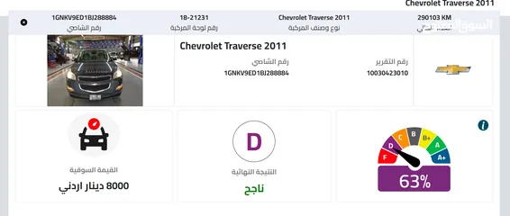  6 للبيع شفروليه ترافرس2011 - فحص كامل وبسعر مغري