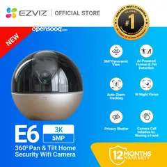  1 كاميرا EZVIZ E6 داخلية 3K واي فاي، تتبع ذكي، صوت ثنائي، تغطية 360°، متوافقة مع HomeKit