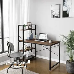  1 مكتب كمبيوتر من ايباما مع 4 رفوف يستخدم كطاولة لعب ودراس وعمل مع رفوف تخزين وهيكل عصري مصنوع من الخ