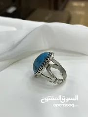  6 *خاتم فضة بحجر فيروز طبيعي نيشابوري – عيار 925، وزن 16.5 جرام*