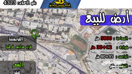  1 رقم الاعلان (4323) ارض استثمارية للبيع في منطقة القويسمة