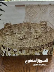  1 طقم كاسات شاي و قهوة سادة قش