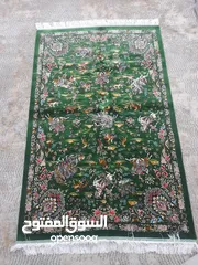  2 سجادة حرير طبيعي قم ايراني يدوي