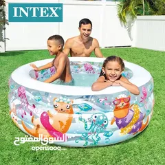  6 اليوم جديد بركة سباحة INTEX من ISLAND TOYS  دائرية ارضية نفخ لضمان سلامة اطفالك مقاس 1.52*56 cm