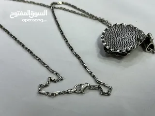  2 ‎السنسال الفضي الإيطالي عيار *925* مع التعليقة الفضية بحجر *اللابرادوريت التركي* بوزن *21.77