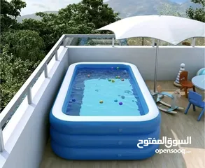  4 مسبح بركة. حوض سباحة عائلي حجم كبير قابل للنفخ أنيق للمنزل . مصنوع من البولي كلوريد الفينيل المتين،
