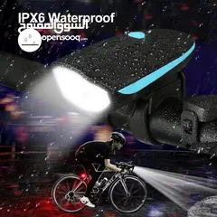  1 كشاف /زامور  امامي فاخر قابل للشحن للدراجات الهوائية usb rechargeable bicycle front light /horn