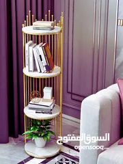  7 رف ملكي بخشب مطلي رخامي ملوكي ابيض اربع طوابق قطعة واحدة بتصميم فاخر