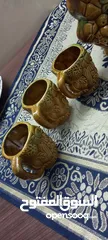  3 طقم ابريق و 6 كاسات فخار انتيك