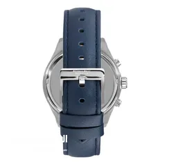  5 ساعة بولو رجالية B.H. Polo Club Matteo Multifunction Dark Blue Leather White Dial For Men