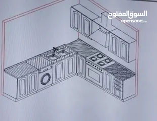  1 مشغل باكير للالمنيوم والمطابخ الصولد 55المتر  عرض مطبخ 3/4 شامل مجلى شفاط واجرانيت