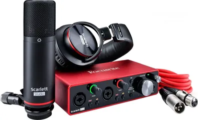  5 طقم كرت صوت سكارلت مع ميكرفون وسماعة اصلي Scarlett 2i2 Studio Audio Interface and Recording Bundle