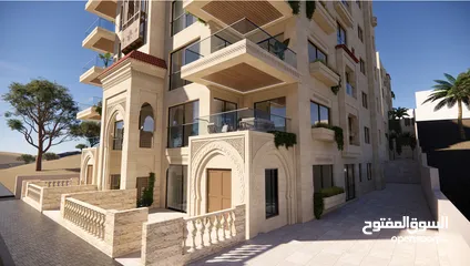  11 شقة طابق اول 206 مع بلكونه 15 بنظام ذكي و تدفئة تحت البلاط خلف مدارس العالمية بتشطيبات فندقية
