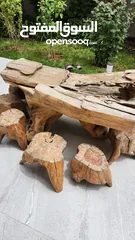  3 طاولة حديقة خشبية شكل شجرة