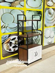  10 رف مطبخ عصري متعدد الاستخدامات – ستاند متين فولاذ + خشب MDF بجودة عالية – مناسب للميكروويف