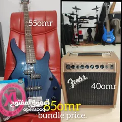  1 YAMAHA "PJ" Bass & Fender "Acoustasonic" 50watts amplifier