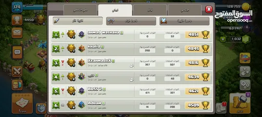  4 حساب كلاش تاون14 ماكس مع كلان لفل 13