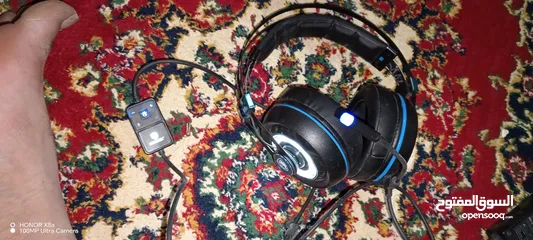  5 سماعة رأس/سماعة - Armor USB Gaming Headset Realtek Gaming Audio خفيفة الوزن RGB إضاءة إلغاء الضوضاء