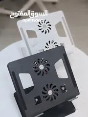  5 ستاند لابتوب معدني مدمج بمراوح تبريد Laptop Stand دوران 360 درجة تحكم بالارتفاع والزوايا فقط