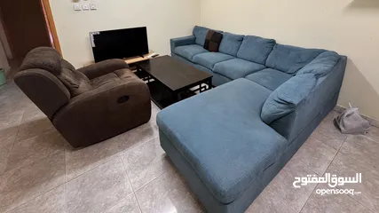  6 6 seater sofa with recliner ( convertible ) - want to sell asap as shifting in a small house .