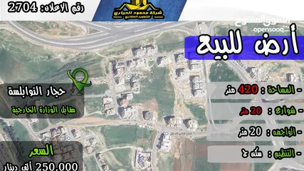  1 رقم الاعلان (2704) ارض سكنية للبيع في منطقة حجار النوابلسة