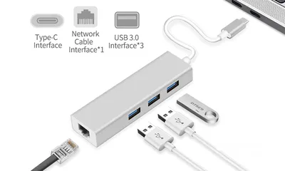  1 Convertor CB-USB3-LAN-HUB From USB 3.0 To Ethernet Gigabit & Hub 3 Port