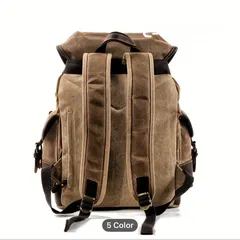  2 Vintage-Inspired Brown Leather Backpack with Zipper Closure - Durable Canvas,