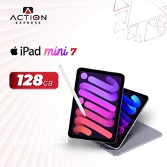  1 iPad mini 7 /128 GB  ايباد ميني 7 /128 جيجا   جديد مسكر فلكرتونه كفاله سنه من ابل