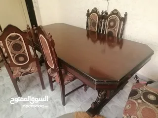  6 طاولة سفره مع 6 مقاعد خشب ماهوجاني