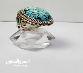  23 خاتم فاخرمصنوع يدويامن الفضة الخالصة(925) مزود بحجرالعقيق شجري طبيعي يتميز بنقوش فريدةعلي شكل شجرة ا