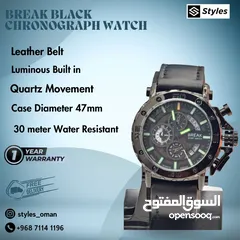  2 Break Black chronograph with stop watch 47mm big size