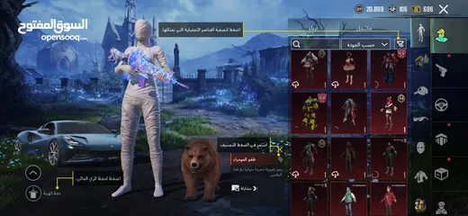  19 حساب ببجي نادر جدآ جميع مميائات + اسحلة كل لبسة ممياء وهناك كثير من بكجات مثل بكج سيارات