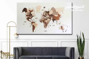  17 خريطة العالم بعده أحجام خشبي او اكرليك و ساعات نسر معدن بعده نماذج