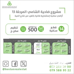  5 اراضي سكنية على شارع المية مباشرة / المساحات من 500 الى 1000 متر