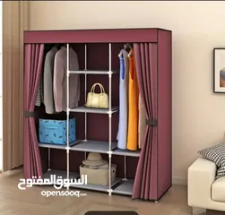  3 خزانه ملابس نظام ستارة حجم جامبو هيكل معدني قوي وقماش كتان متعدده الاستخدام سهله التركيب