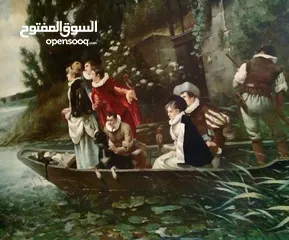  1 لوحة انكليزية رائعة قديمة رسم على كانفا