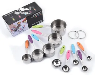  2 JUEZHINA 10 Piece Measuring Cups and Spoons, Sturdy Stainless Steel Cooking & Baking Measuring Set