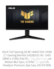  1 Asus monitor vg28uql1a