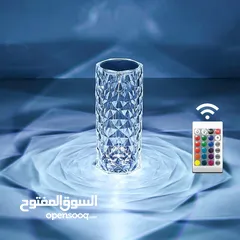  5 Crystal Rose Diamond Touch Lamp LED RGB 16 Colors USB Charging with Remote Table Lamp اضائة زينة