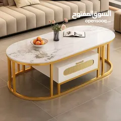  4 طاولة وسط مودرن فخمة   أجمل تحفة فنية حتاخديها لبيتك   سطح خشب ماربل فاخر باللون الأبيض