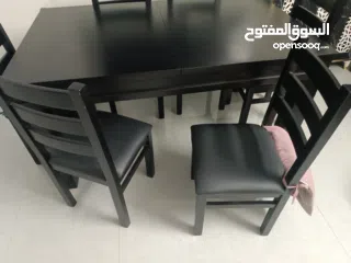  4 طاولة سفرة خشب زان ثقيل