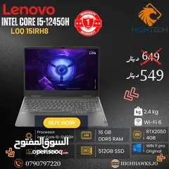  1 Lenovo LOQ intel core i5-12450H-16GB RAM-512GB SSD-15.6" IPS-RTX2050-4G-WIN 11 PRO LAPTOP