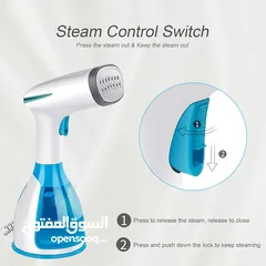  4 Portable Garment Steamer Fabric Wrinkle Remover Water Tank, 30-Second Fast Heat-up, Auto-Off, Fabric