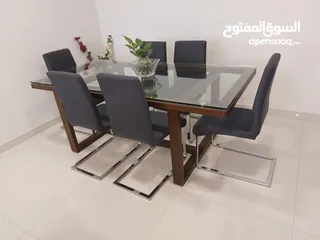  1 Glass Top High Quality Dining Table with 6 chairs