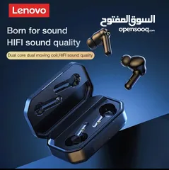  2 سماعه لاسلكية "ايربودز" من شركة لينوفو مع عرض ايفي ، Lenovo-LP ، بلوتوث 5.0 ، بطارية TWS ، mAh1200 ،
